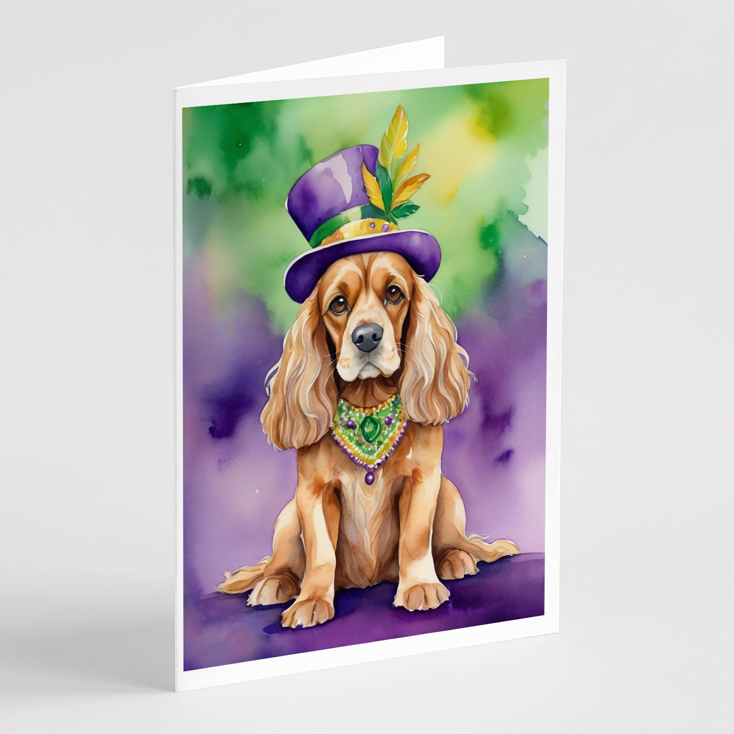 Cocker Spaniel King of Mardi Gras Greeting Cards Pack of 8 7 in x 5 in