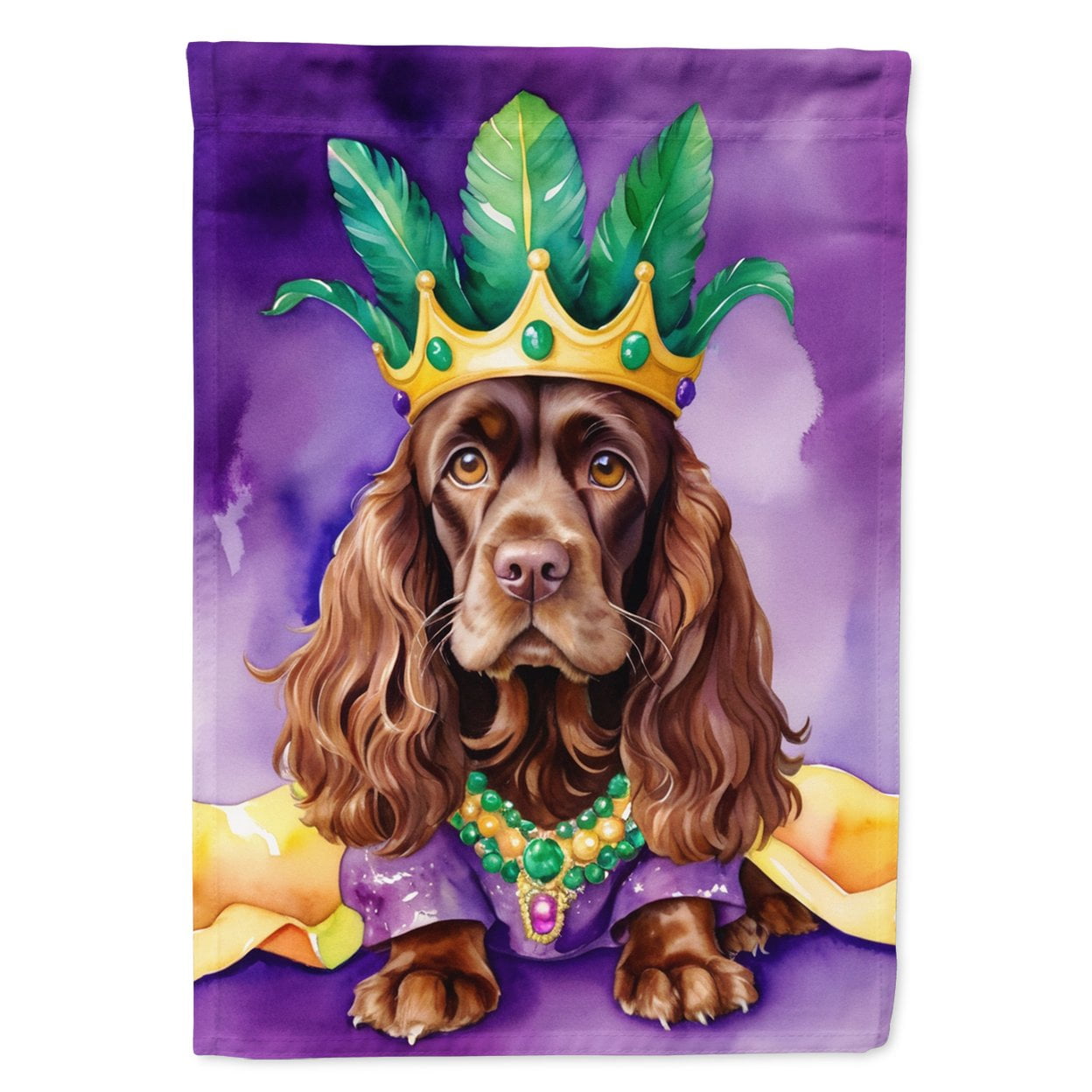Cocker Spaniel King of Mardi Gras House Flag 28 in x 40 in