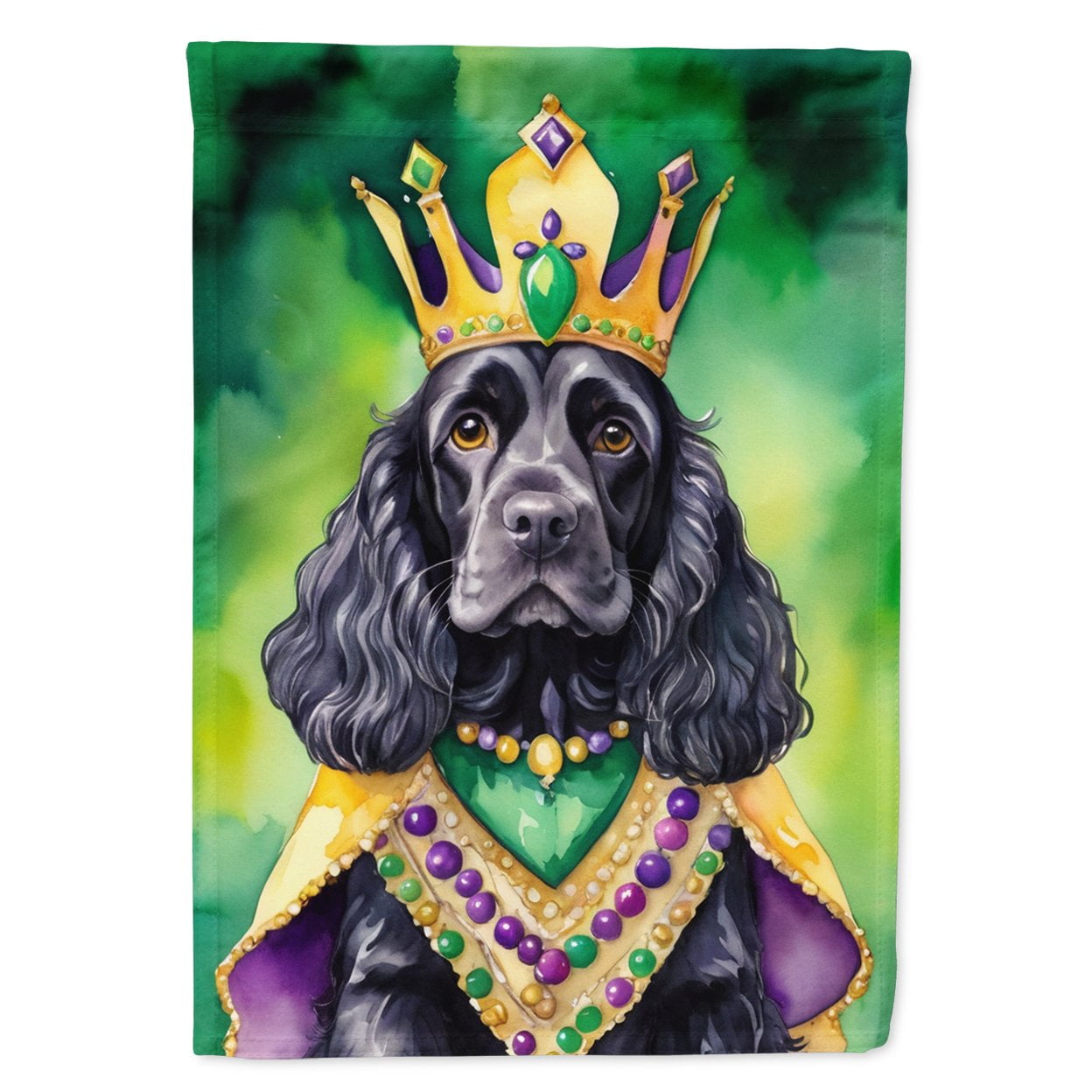Cocker Spaniel King of Mardi Gras House Flag