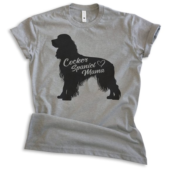 Cocker Spaniel Mama T-shirt, Unisex Women's Shirt, Cocker Spaniel Owner, Best Dog Mom Gift, Dark Heather Gray, X-Large