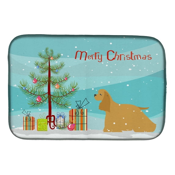 Cocker Spaniel Merry Christmas Tree Dish Drying Mat
