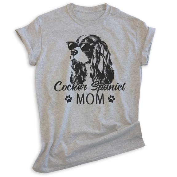 Cocker Spaniel Mom T-shirt, Unisex Women's Shirt, Cocker Spaniel Owner, Best Dog Mom Gift, Heather Gray, Small