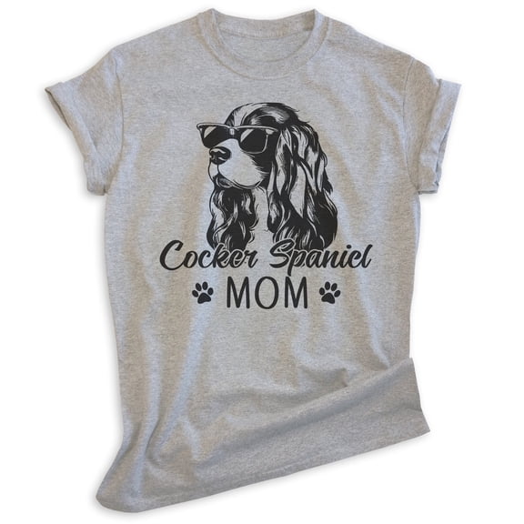 Cocker Spaniel Mom T-shirt, Unisex Women's Shirt, Cocker Spaniel Owner, Best Dog Mom Gift, Heather Gray, X-Large