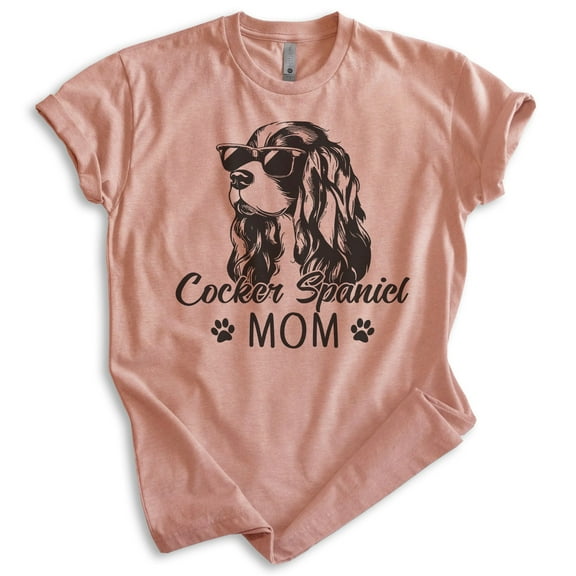 Cocker Spaniel Mom T-shirt, Unisex Women's Shirt, Cocker Spaniel Owner, Best Dog Mom Gift, Heather Sunset, X-Large