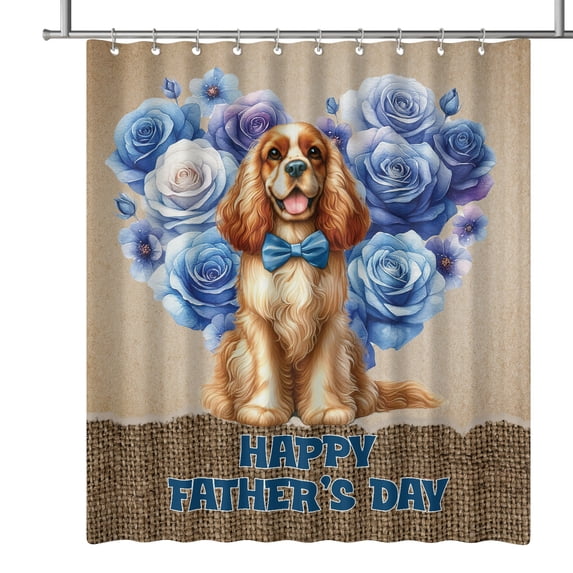 Cocker Spaniel Proud Dad Happy Father's Day Shower Curtain Cockers Dog Lover Gifts Waterproof Bathroom Bathtub Curtain - 02008