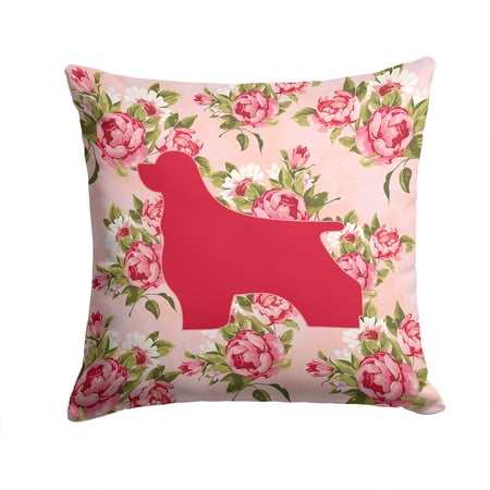 Cocker Spaniel Shabby Chic Pink Roses Fabric Decorative Pillow