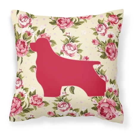 Cocker Spaniel Shabby Chic Yellow Roses Fabric Decorative Pillow