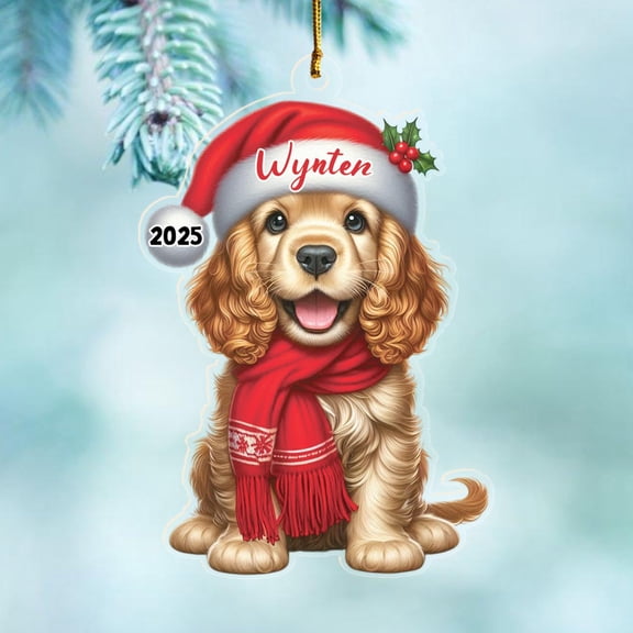 Cocker Spaniel Shaped Xmas Ornament Gift for Birthday Thanksgiving, Personalized Name Cocker Spaniel Breed Owner Ornaments Christmas 2025, Custom Dog Lover Keepsake Ornament Gift for Dog Mom - Dad