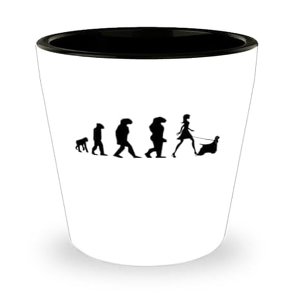 Cocker Spaniel Shot Glass, Evolution Of Dog Owners, Pets Gift, Mini Glassware, 1.5oz Cup
