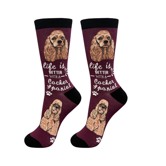 E&S Pets Cocker Spaniel Socks - Life is Better Socks for Pet Lovers - Cute Unisex Socks - One Size Fits Most