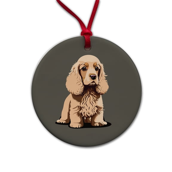 Cocker Spaniel Standing Christmas Tree Holiday Round Ceramic Ornament