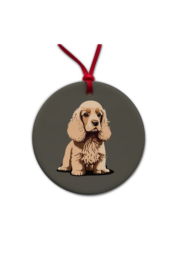 Cocker Spaniel Standing Christmas Tree Holiday Round Ceramic Ornament