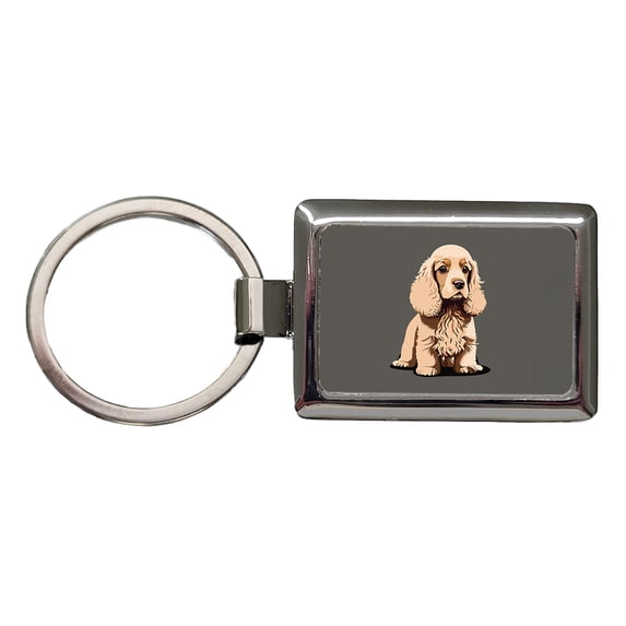 Cocker Spaniel Standing Metal Rectangle Keychain