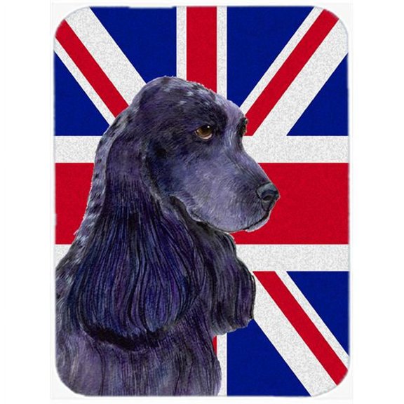Cocker Spaniel With English Union Jack British Flag Glass Cutting Board - Large