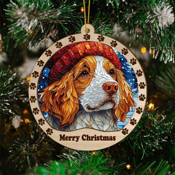 Cocker Spaniel Xmas Dog Ornament, Cocker Spaniel Dog Christmas, Cocker Spaniel Dog Suncatcher, Christmas Hanging Stained Glass, Xmas Decor,