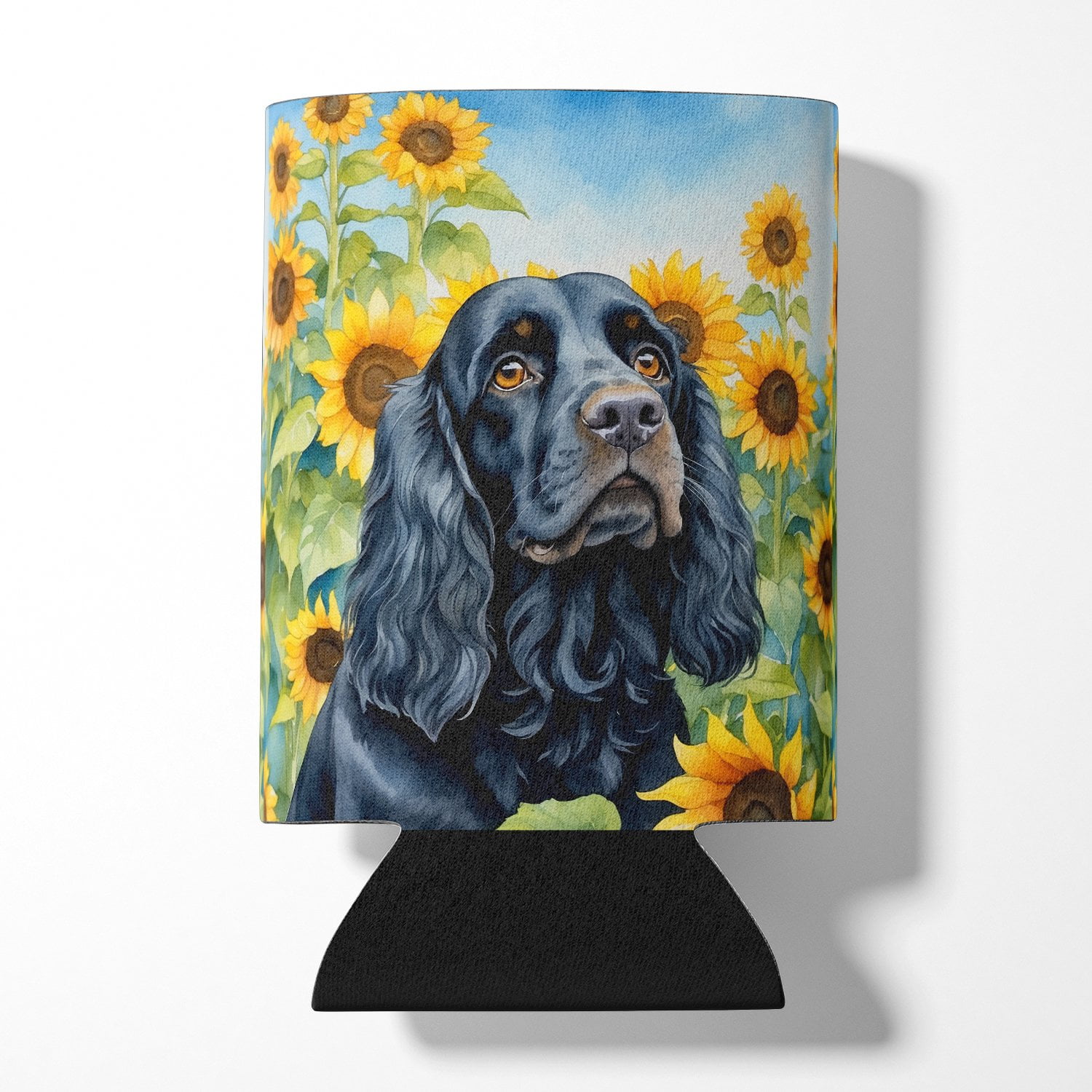 Cocker Spaniel in Sunflowers Can or Bottle Hugger 3 in x 5 in
