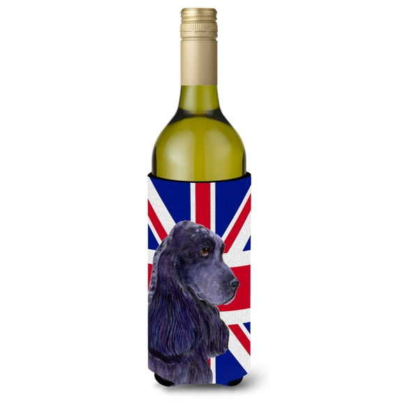 Cocker Spaniel with English Union Jack British Flag Wine Bottle Hugger