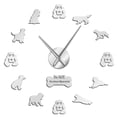 thumbnail image 1 of Cocker Spaniels Mirror Effect Wall Stickers&nbsp;Watch Large DIY Wall Clock Home Decor(Silver,47inch), 1 of 6