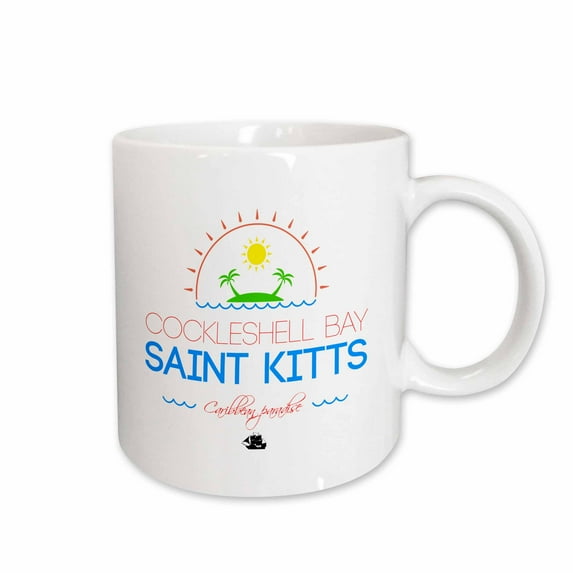 3drose, Cockleshell Bay, Saint Kitts, Caribbean Paradise Text and Image, 15oz Mug