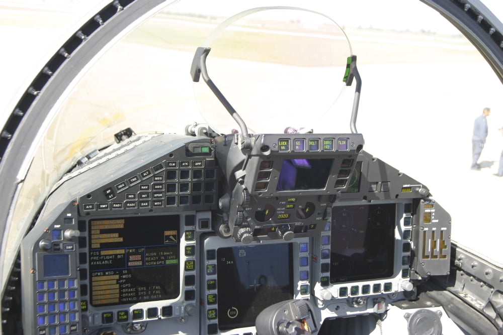 Cockpit view of a Eurofighter Typhoon Canvas Art - Timm ZiegenthalerStocktrek Images (35 x 23)
