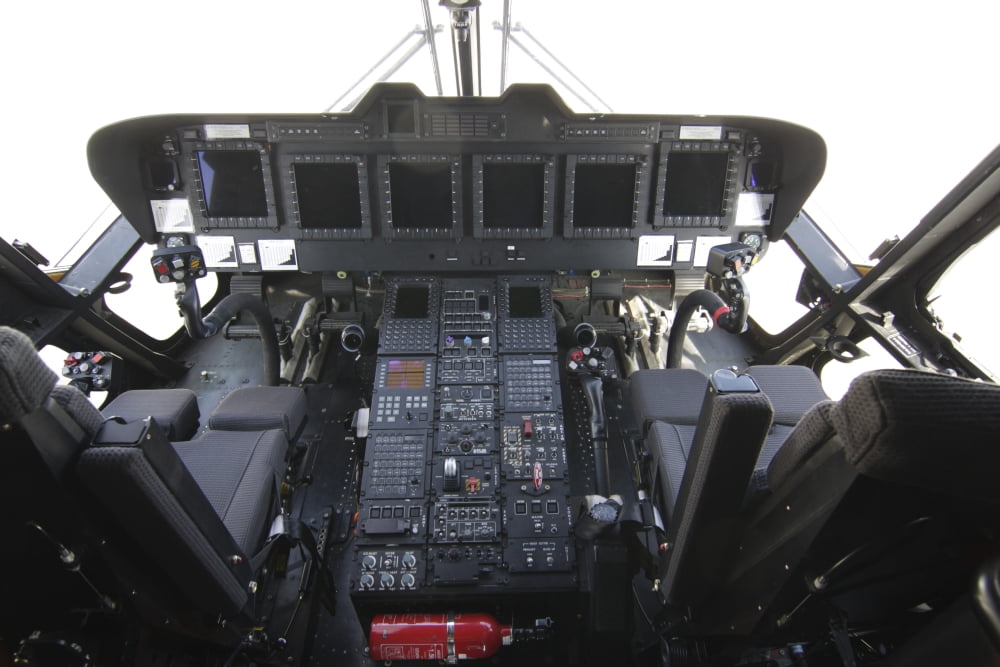 Cockpit view of an EH101 utility helicopter Canvas Art - Timm ZiegenthalerStocktrek Images (35 x 23)