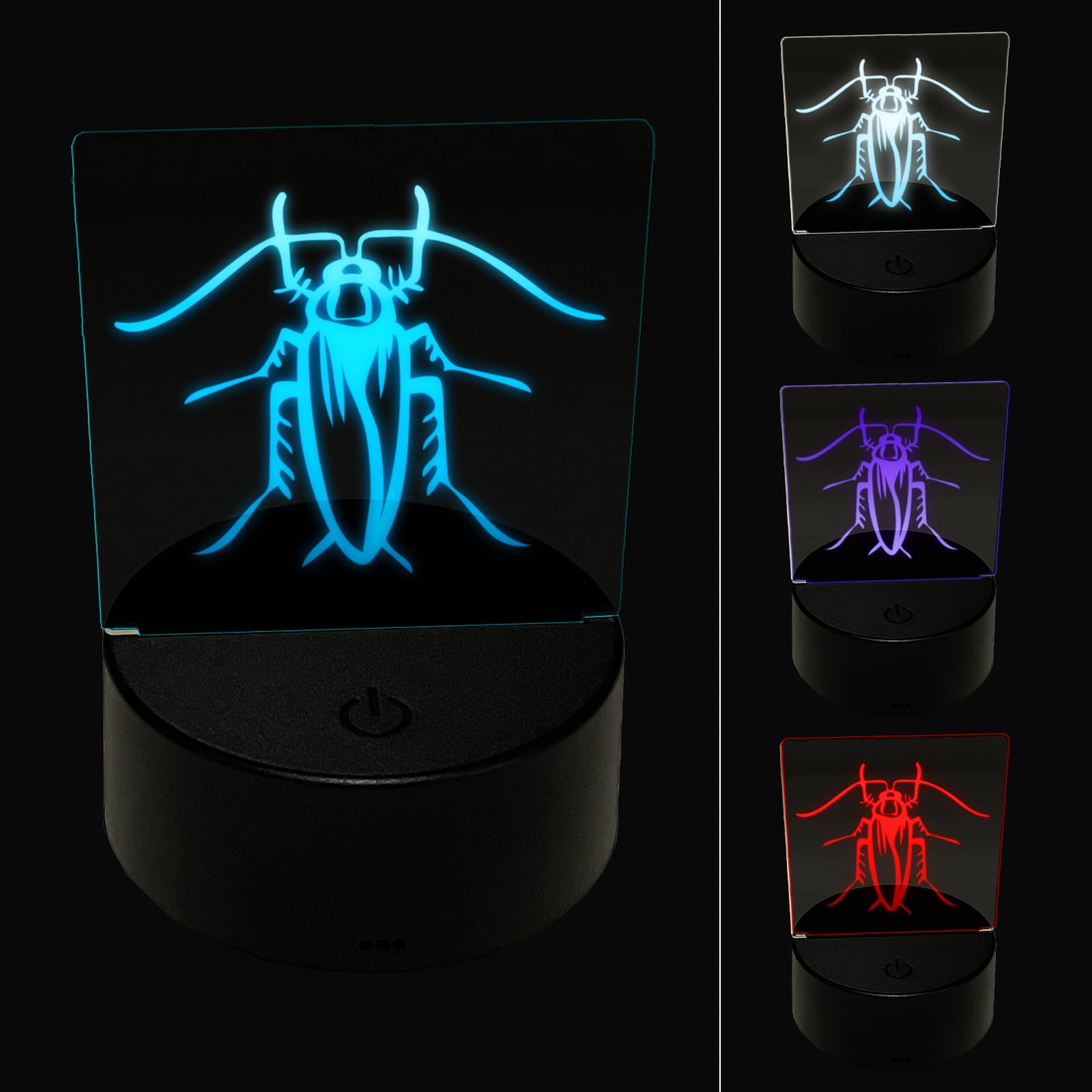 Led Insect Art Cockroach Bug Insect Vermin LED Night Light Sign 3D Illusion Desk ...