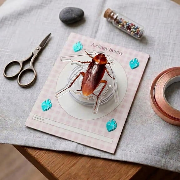 Cockroach Phone Grip, Magnetic Acrylic Bug Holder, Weirdcore Accessory, Gothic Gift