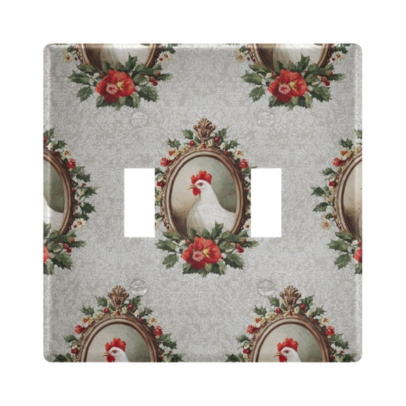 Cocks Inside The Frame Light Switch Cover Electrical Outlet Cover Replaceable Wall Plates 2-Gang