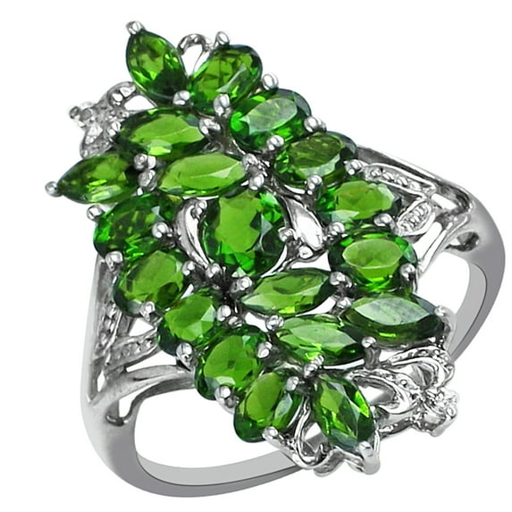 Cocktail 3.57 Ctw Chrome Diopside 925 Sterling Silver Women Midi Finger Christmas Ring Size US- 6.5