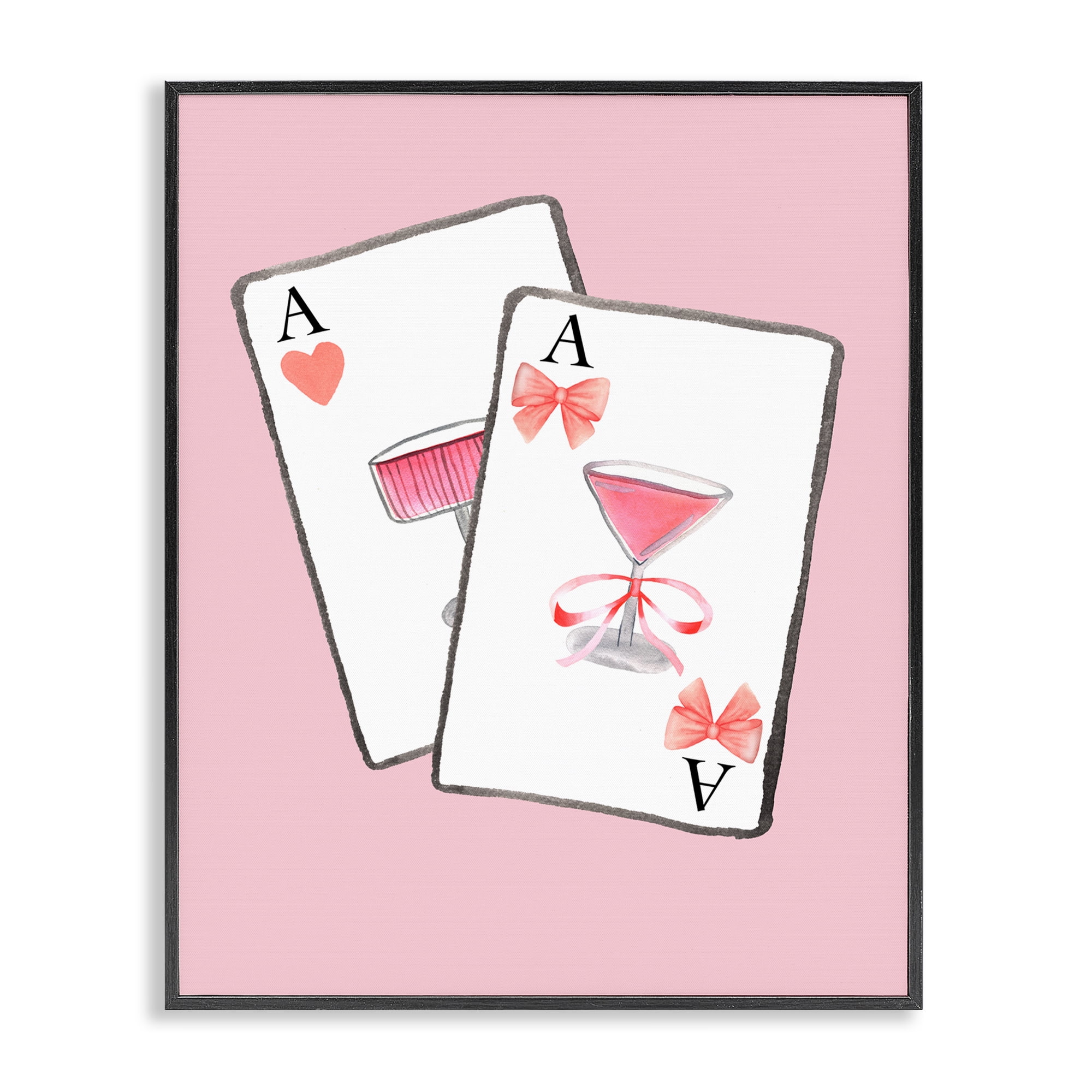 Cocktail Aces Cards Black Framed Giclee Art, design by Nina Jacobs