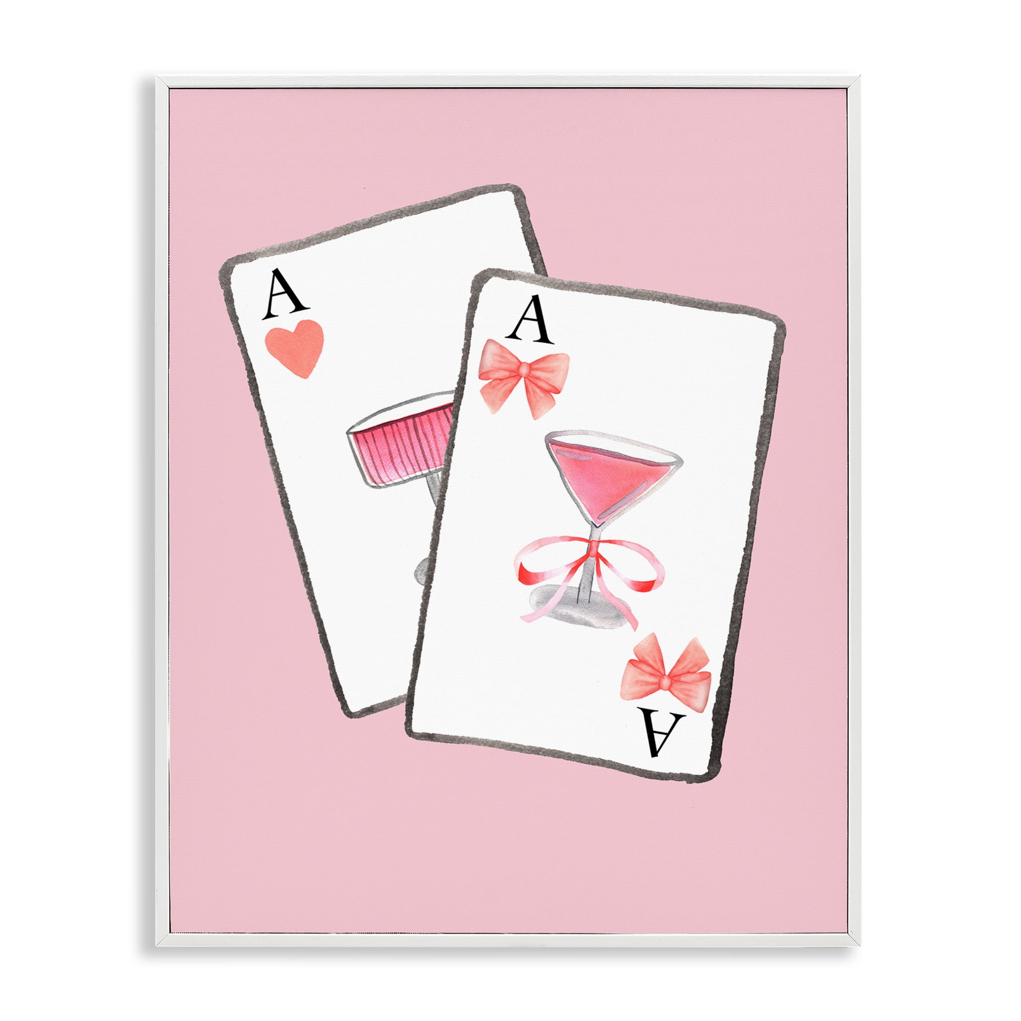 Cocktail Aces Cards White Framed Giclee Art, design by Nina Jacobs