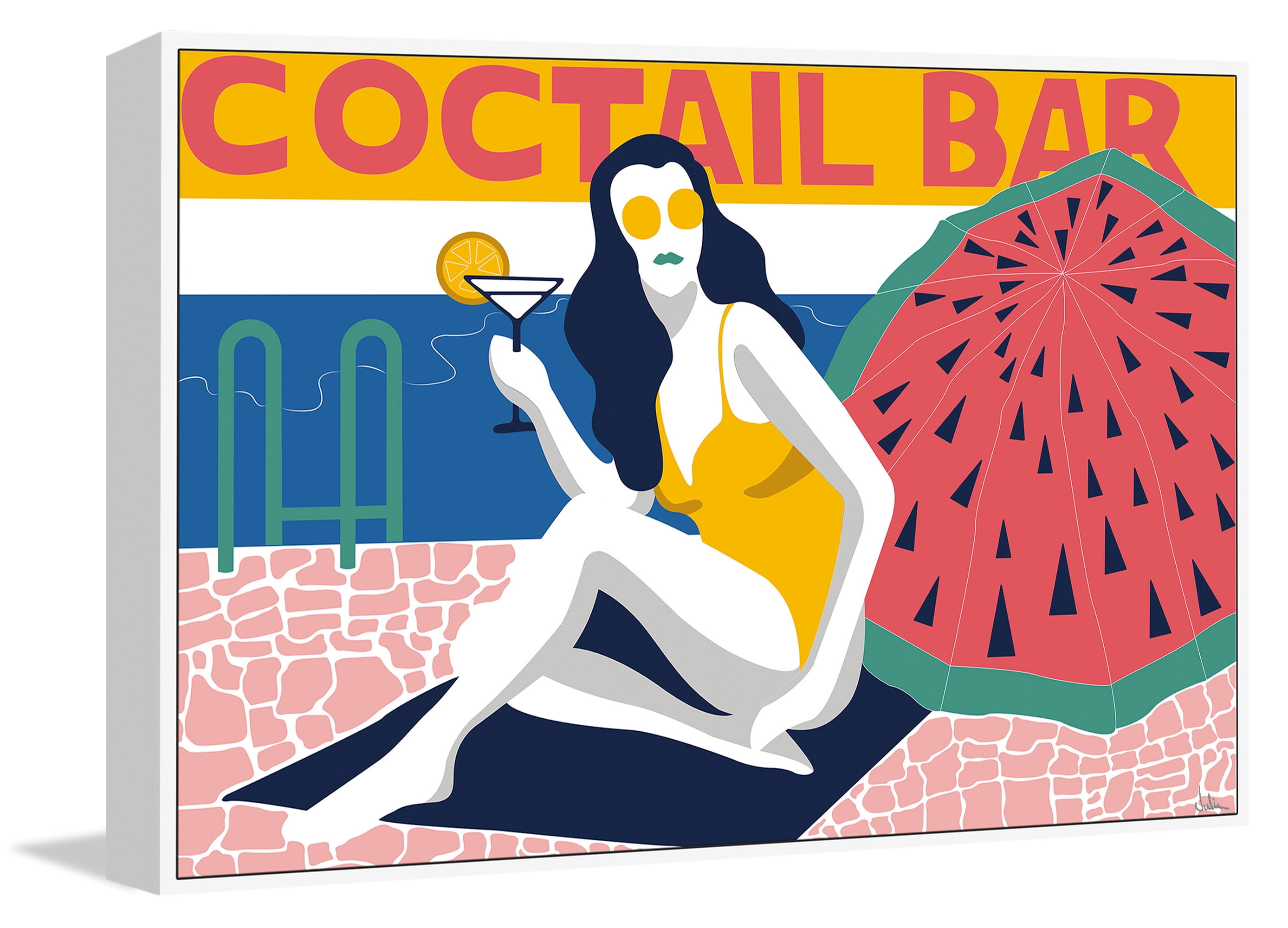 Cocktail Bar Floater Framed Painting Print on Canvas