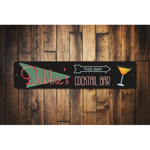 Cocktail Bar Sign Custom Sign for Bar Owner Cocktail Decor Cocktail Sign Bar Arrow Sign Cocktail Bar Gift - Cocktails - Size: 16 x 4 Inches