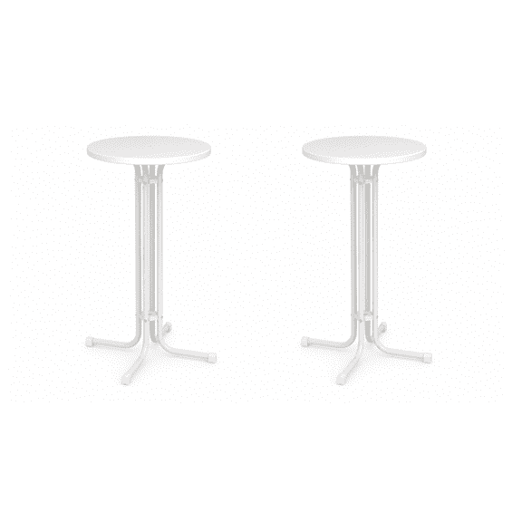 Cocktail Belly Bar Table 24 Inch Round Highboy Table, 42 Height High Top Table with Umbrella Hole, Portable Heavy Duty Steel Frame for Parties, Wedding, Bistro, Indoor Outdoor Use (Pack of 2, White)