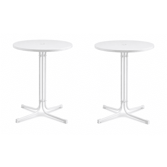 Cocktail Belly Bar Table 32 Inch Round Highboy Table, 42 Height High Top Table with Umbrella Hole, Portable Heavy Duty Steel Frame for Parties, Wedding, Bistro, Indoor Outdoor Use (2 Pack, White)