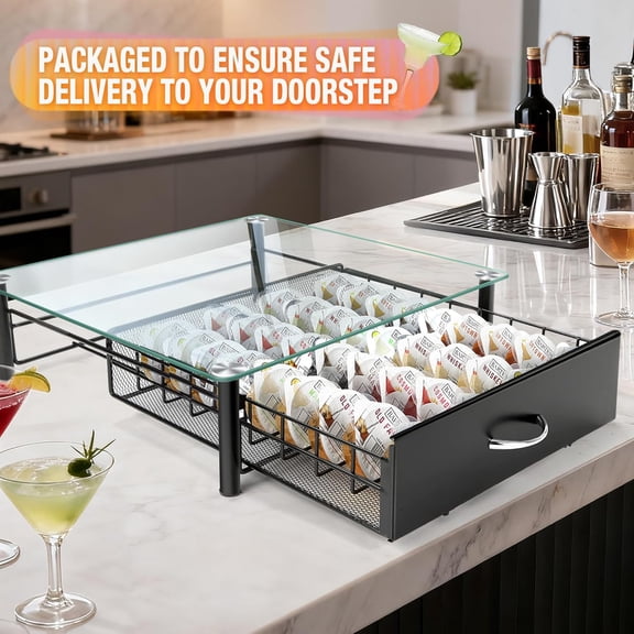 Cocktail Beverage Storage Drawer for Bartesian Capsules, Cocktail Pod Holder Organizer for Bartesian Cocktail Machine Compatible with BEV by Black & Decker Cocktail Machine, Holds Up to 36 Capsules