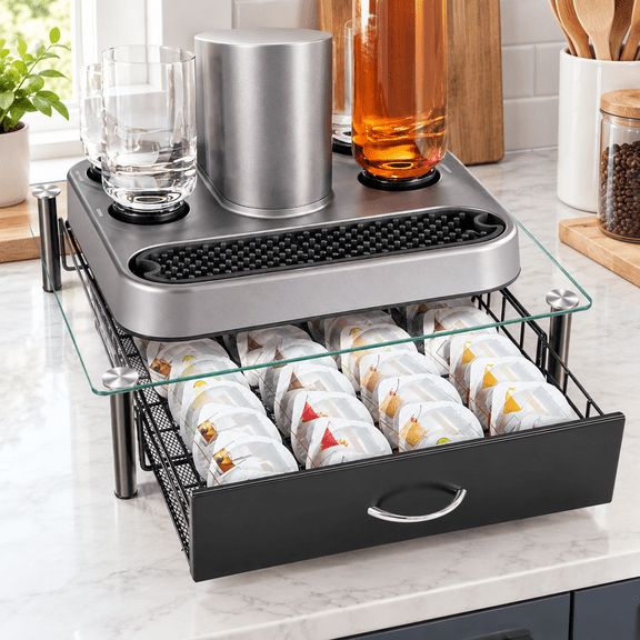 Cocktail Beverage Storage Drawer for Capsules, Cocktail Pod Holder Organizer for Cocktail Machine Compatible with Cocktail Machine, Holds Up to 36 Capsules