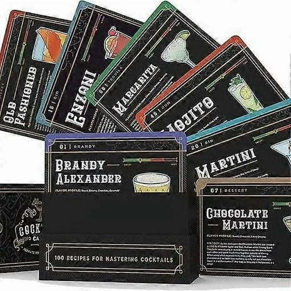 Cocktail Cards 100 Cocktail Recipes to Master Cocktails in Bartender Flashcards Cards