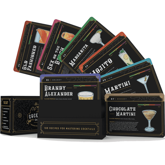 Cocktail Cards - 100 Interactive Cocktail Recipe Cards to Master Drinks at Home