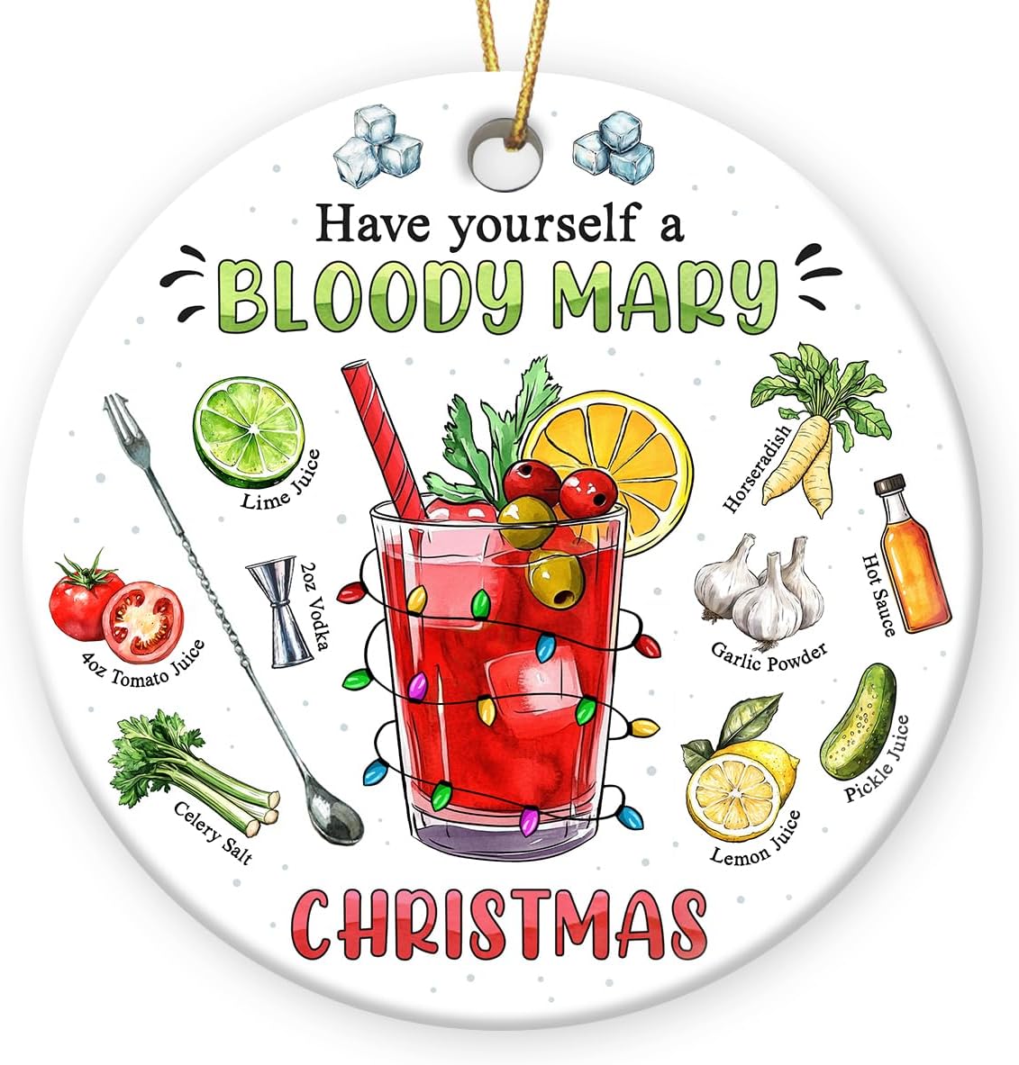 Cocktail Christmas Ornament 2025 Have Yourself a Bloody Mary Wine
