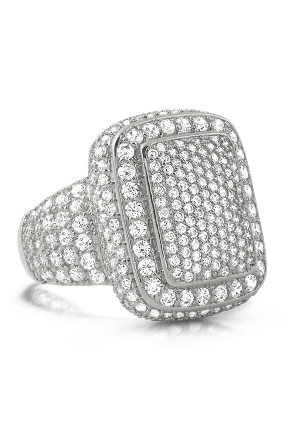 Cocktail Chunky Ice Bling Bling CZ Mens Ring in Rhodium (12)