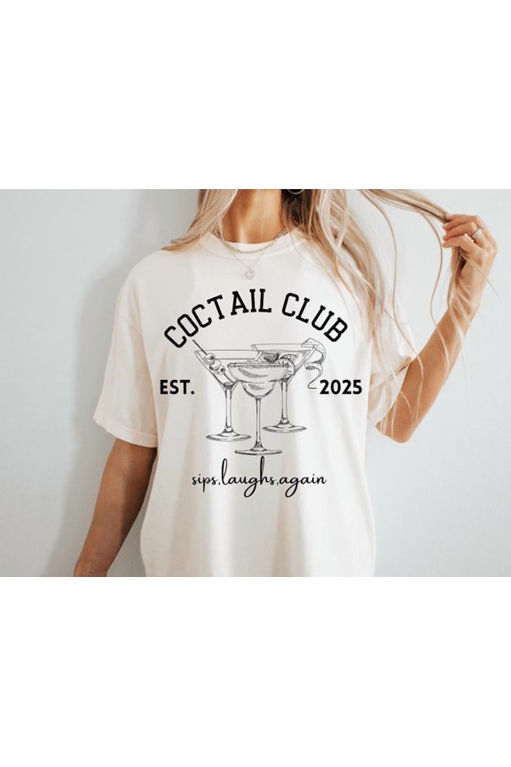 Cocktail Club T-Shirt, Retro Cocktail Graphic Tee, Sips Laughs Again Shirt, Happy Hour Party Shirt, Aesthetic Bar Lounge Tee TSHIRT All Size S-5XL