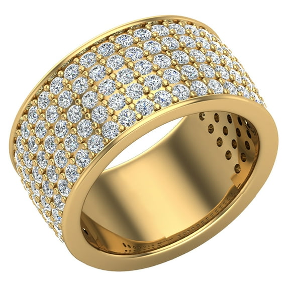 Cocktail Diamond Band for Women 5-Row Diamond Ring 2.50 CT TW 18K Gold (G,SI)