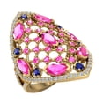 thumbnail image 1 of Cocktail Diamond Ring for Women Sapphires and Diamond Ring 14K Gold, 1 of 5