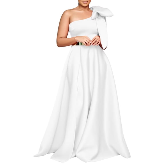 Cocktail Dress One Shoulder Women's Bow Cutout Ruched A-Line Party Guest Dresses