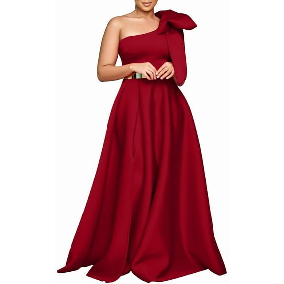 Cocktail Dress One Shoulder Women's Bow Cutout Ruched A-Line Party Guest Dresses