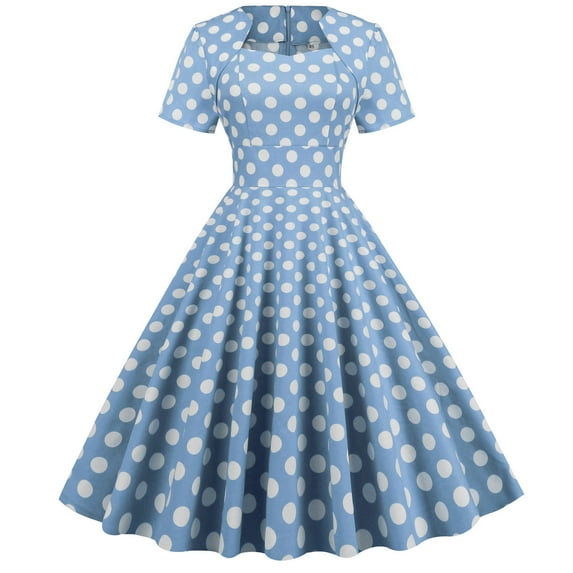 Cocktail Dress Women's 1950s Retro Vintage Party Dress Polka Dot Print Mid Length Short Sleeve Swing Dress Evening Dress