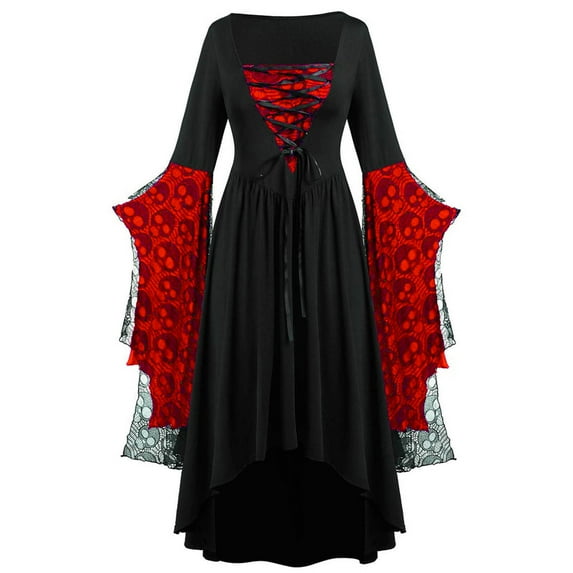 Cocktail Dresses For Women 2024 Clearance Sales Gothic Dress Vintage Goth Dresses for Women Romantic Casual Dress Red XXXXXL