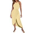 thumbnail image 1 of Dresses Halter Neck Summer Casual Dress Sleeveless Hollow Out Backless Strap Neck Tie Side Slit Comfortable Breathable Flowy Party Daily Wear Club Party Dresses Yellow L, 1 of 5