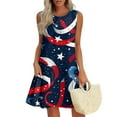 thumbnail image 1 of Cocktail Dresses For Women Long Sleeve, American Flag Casual Tank Sundress With Pockets 4Th Of July Boho Beach T-Shirts Round Neck Dresses Prom White Sleeve Dress Denim (M, Navy) ZMTing, 1 of 5